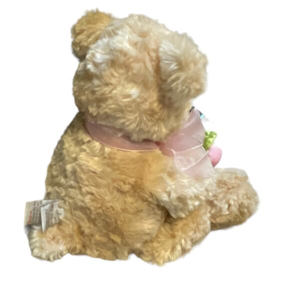 9" Gund Teddy Bear Plush Bear Stuffed Animal Roses Ribbon Nursery Baby Shower - Picture 8 of 12